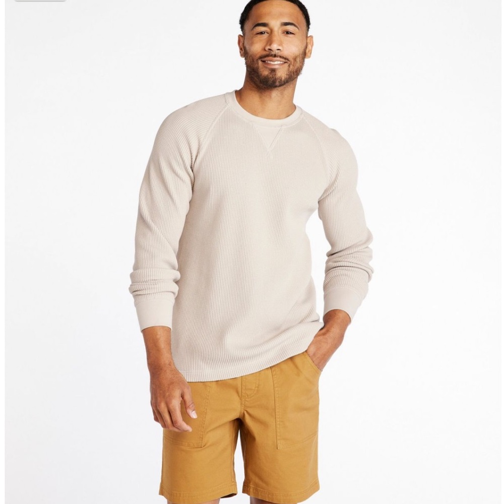 NWOT LL BEAN Men’s Signature Waffle Crew Henley Thermal Long Sleeve Top Size M